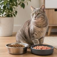 Gato saludable con comida para gatos de alta calidad y nutrición felina equilibrada para una mejor salud y pelaje brillante.
