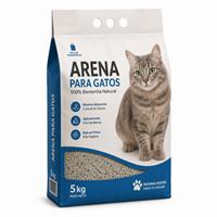 Saco de arena para gatos de 5 kg con bentonita aglomerante, alta absorción y control de olores, ideal para mantener el arenero limpio, seco y sin malos olores.