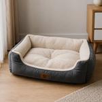 Cama ortopédica para perro con acolchado grueso y bordes elevados, ideal para perros grandes, senior o con problemas articulares, ofreciendo máximo confort, descanso y soporte diario.