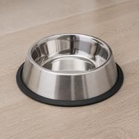 Comedero para gatos de acero inoxidable con base antideslizante, resistente, fácil de limpiar e ideal para comida o agua, mejorando la higiene y comodidad de tu mascota.