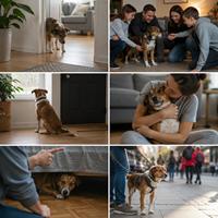 Errores frecuentes durante la adaptación de un perro adoptado: exceso de atención, abrazos, visitas, castigos, miedo y exposición a entornos ruidosos. Guía visual sobre cómo facilitar la llegada de un perro a su nuevo hogar.