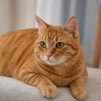 Gato doméstico con los bigotes relajados en posición natural, reflejando tranquilidad, confianza, bienestar y un lenguaje corporal felino relajado.