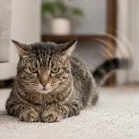 Gato moviendo la cola de forma brusca como señal de irritación, frustración y sobrecarga emocional, un comportamiento clave para interpretar el lenguaje corporal felino.