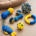 Juguetes para perros de colores azul y amarillo, resistentes e interactivos, ideales para morder, estimular la inteligencia, reducir el estrés y mantener entretenidos a perros de todas las edades.