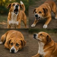 Perro expresando emociones mediante lenguaje corporal y sonidos caninos como ladridos, gruñidos, gemidos y posturas, mostrando diferentes formas de comunicación canina.
