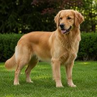Perro de pie con las cuatro patas apoyadas y postura relajada, mostrando tranquilidad, confianza, equilibrio y bienestar según su lenguaje corporal canino.