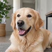 Perro con la boca ligeramente abierta y labios relajados, mostrando lenguaje corporal canino, señales de calma, bienestar, confianza y comportamiento saludable del perro.