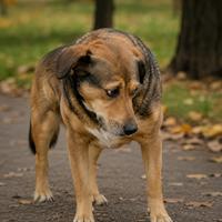 Perro apartando la mirada para evitar el contacto visual, mostrando lenguaje corporal canino, señales de calma, comunicación entre perros y comportamiento natural.